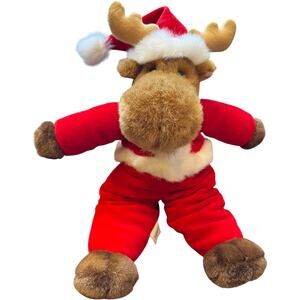 1993 Plush Creations Santa Moose Holiday Stuffed Animal Vintage 90s